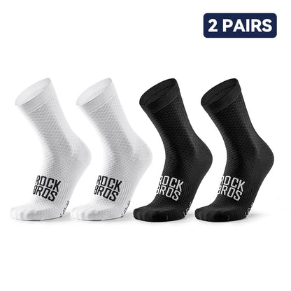 ROCKBROS Cycling Socks 2 Pairs Breathable High-Elastic Shock-Absorbing Sport Bike Socks
