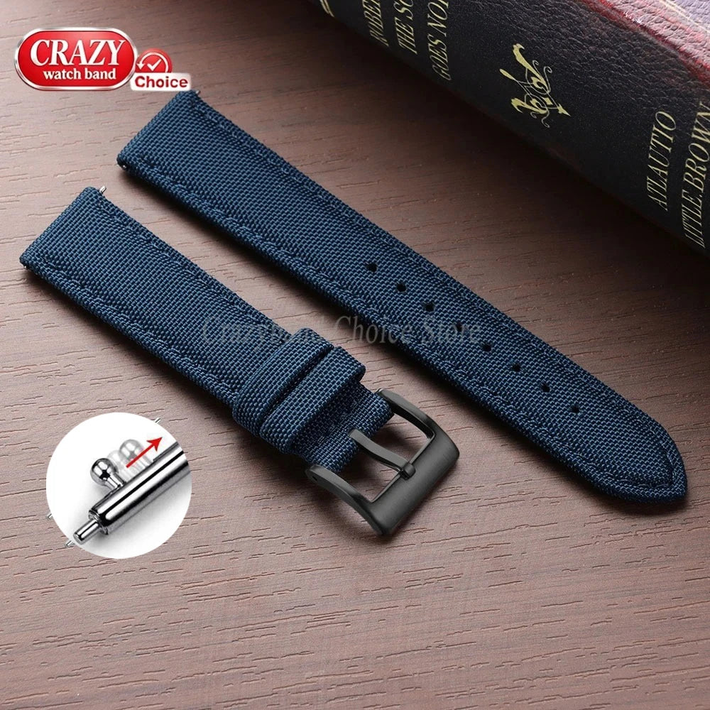 Watch Strap 20mm 22mm Nylon Quick Release Sailcloth Band for Men