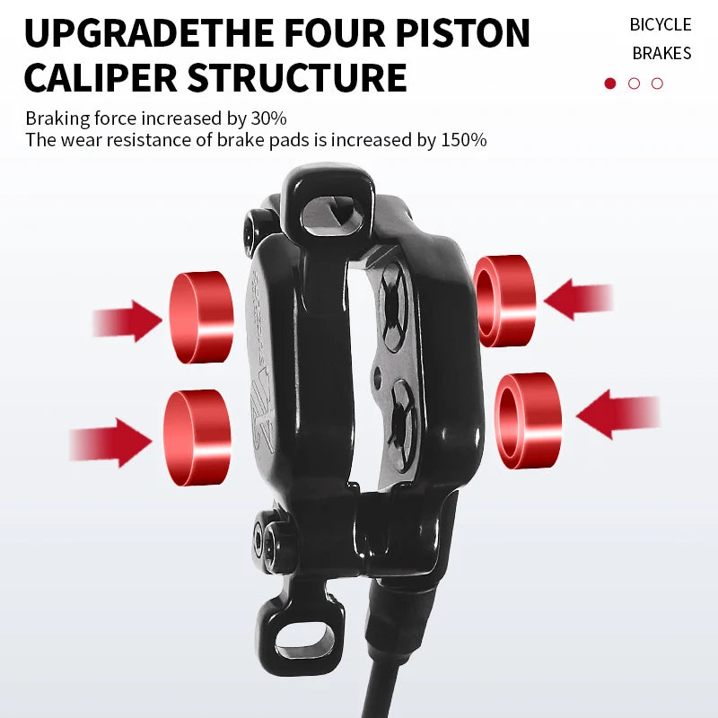 E-Bike Hydraulic Disc Brake BUCKLOS 4-Piston Power Cut-Off 1150/1950mm