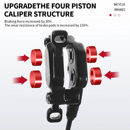 E-Bike Hydraulic Disc Brake BUCKLOS 4-Piston Power Cut-Off 1150/1950mm