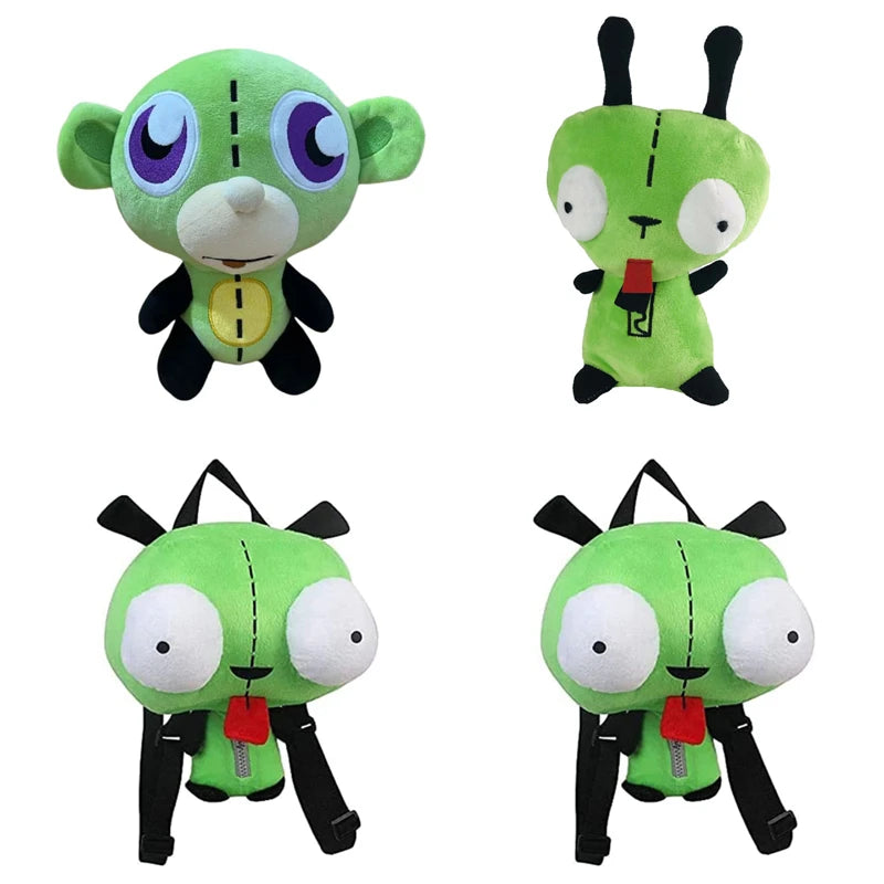 Alien Invader Plush Backpack Zim 3D Eyes Stuffed Robot Toy Green Bag
