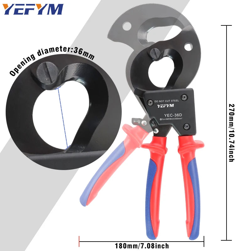 Insulated Ratcheting Cable Cutters Wire Pliers Heavy Duty Wire Cutters for Multi-Strand Aluminum & Copper Cables up to 240mm²-EXPROTAS