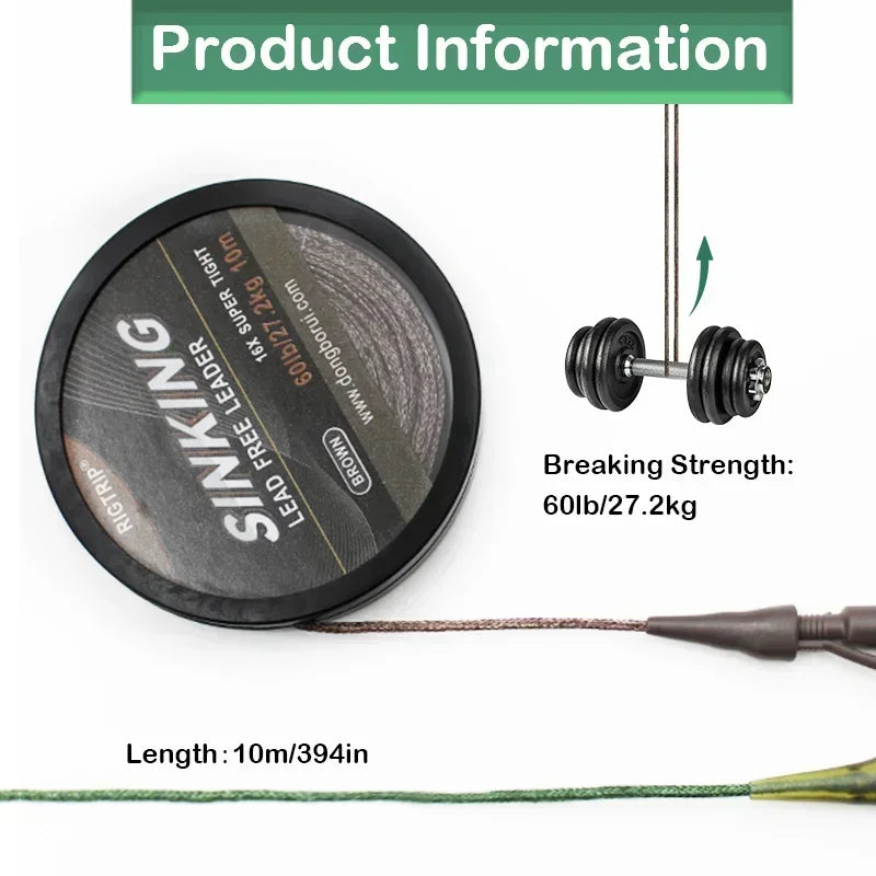 10m Carp Lead-Free Braided Leader Material for Rig Making - EXPROTAS