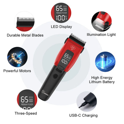 LED Low Noise Professional Pet Hair Clippers Electric Dog Trimmer Grooming