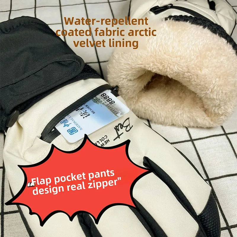 Winter Thermal Waterproof Touchscreen Ski Gloves Men Women Non-Slip