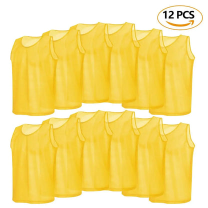 12PCS Soccer Training Vests Kids Breathable Mesh Practice Sports Team Jerseys