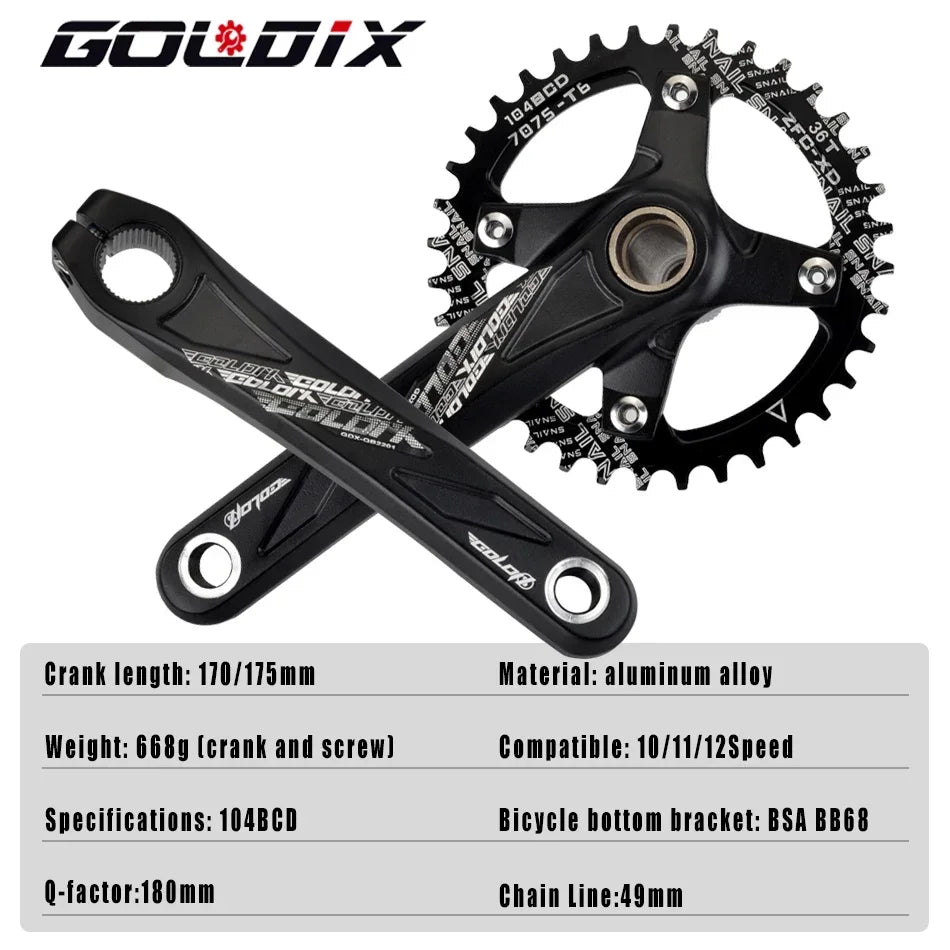 GOLDIX MTB Crankset 104BCD with Narrow Wide Chainring Round or Oval Options - EXPROTAS