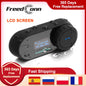 FreedConn Bluetooth Motorcycle Intercom Helmet Headset Wireless Motorbike Head Interphone LCD Screen FM Earphone