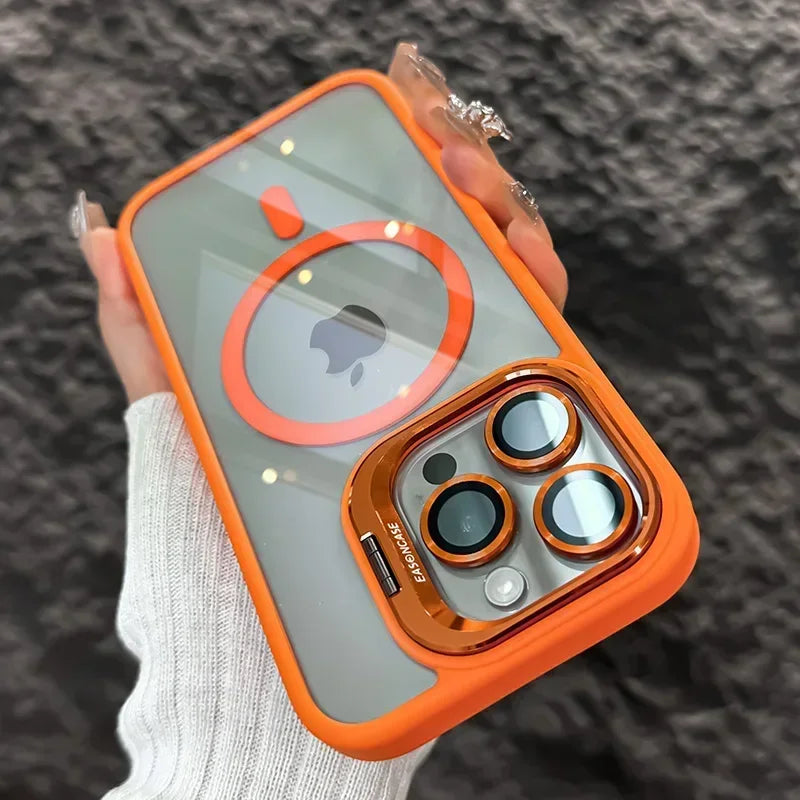 Clear Shockproof Ring Stand Case for iPhone 11-16 Pro Max Lens Protection