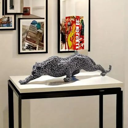 Resin Cheetah Leopard Statue Modern Panther Sculpture Home Office Decor Gift