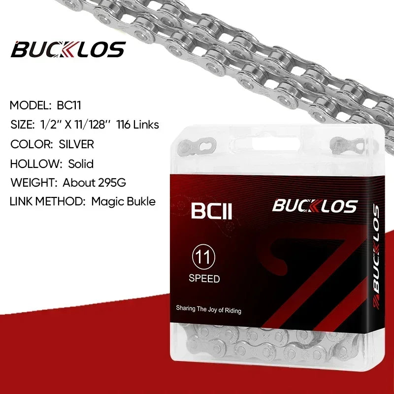 BUCKLOS 8-12 Speed Bike Chain MTB Road Bicycle Chain 116L Shimano SRAM