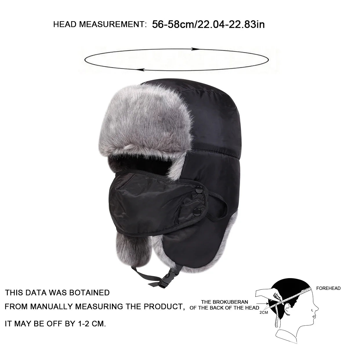 Unisex Winter Earflap Hat Ski Plush Lined Warm Knit Outdoor Cap