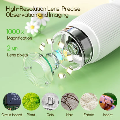 1000X Handheld Digital Microscope for Kids with 2 Inch Screen & LED Lights