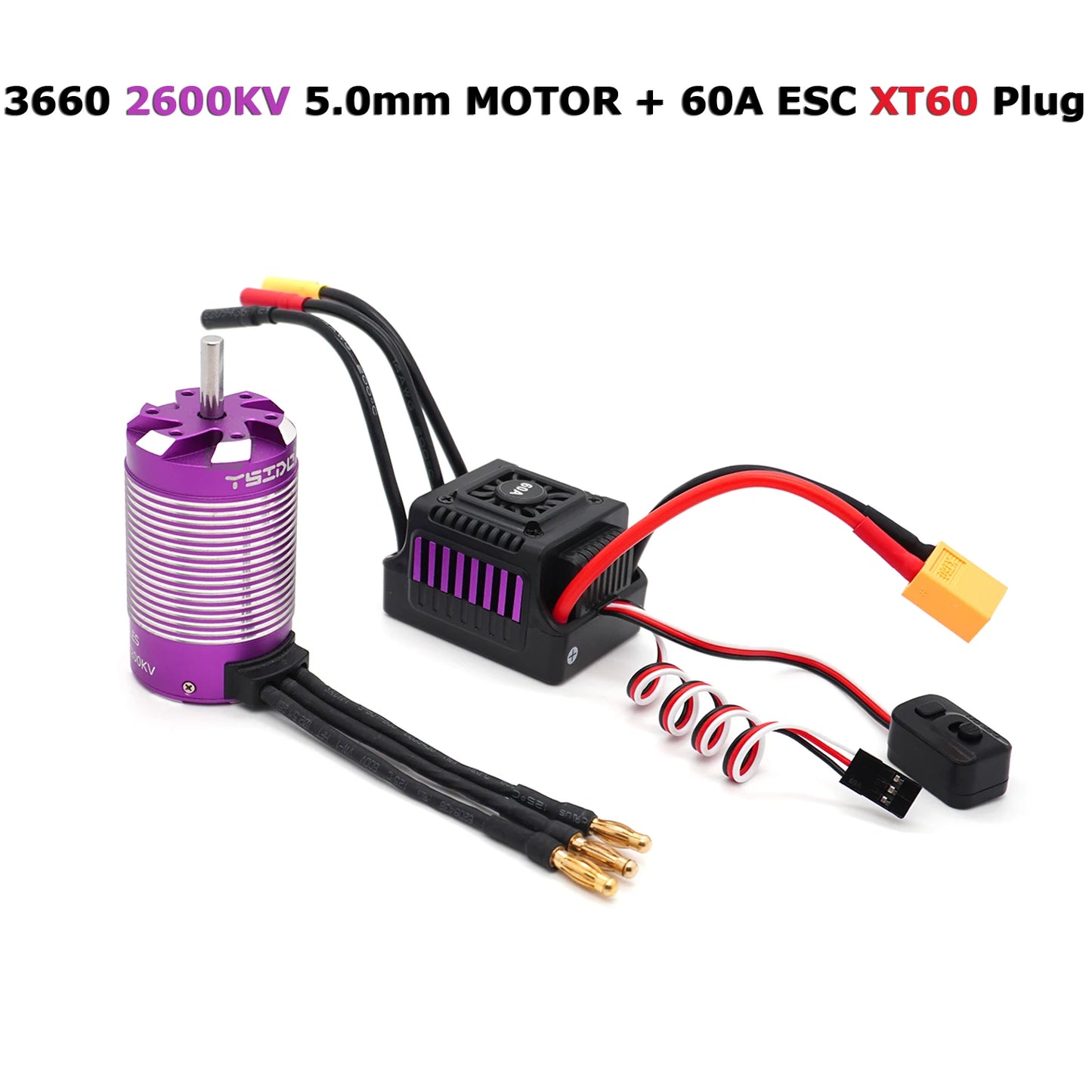 1/10 RC Car Brushless Motor 60A ESC 3650 3660 for Drift Racing Off-Road