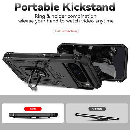 Google Pixel 6-9 Pro XL Armour Ring Case Camera Cover Shockproof Kickstand