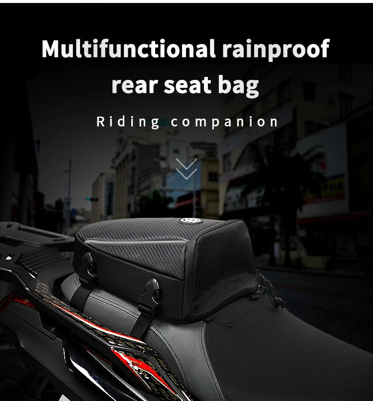 Multifunction Motorcycle Rear Seat Bag Waterproof Motorcycle Tail Bag Large Capacity Motocross Rider Shoulder Bag with Raincover-EXPROTAS