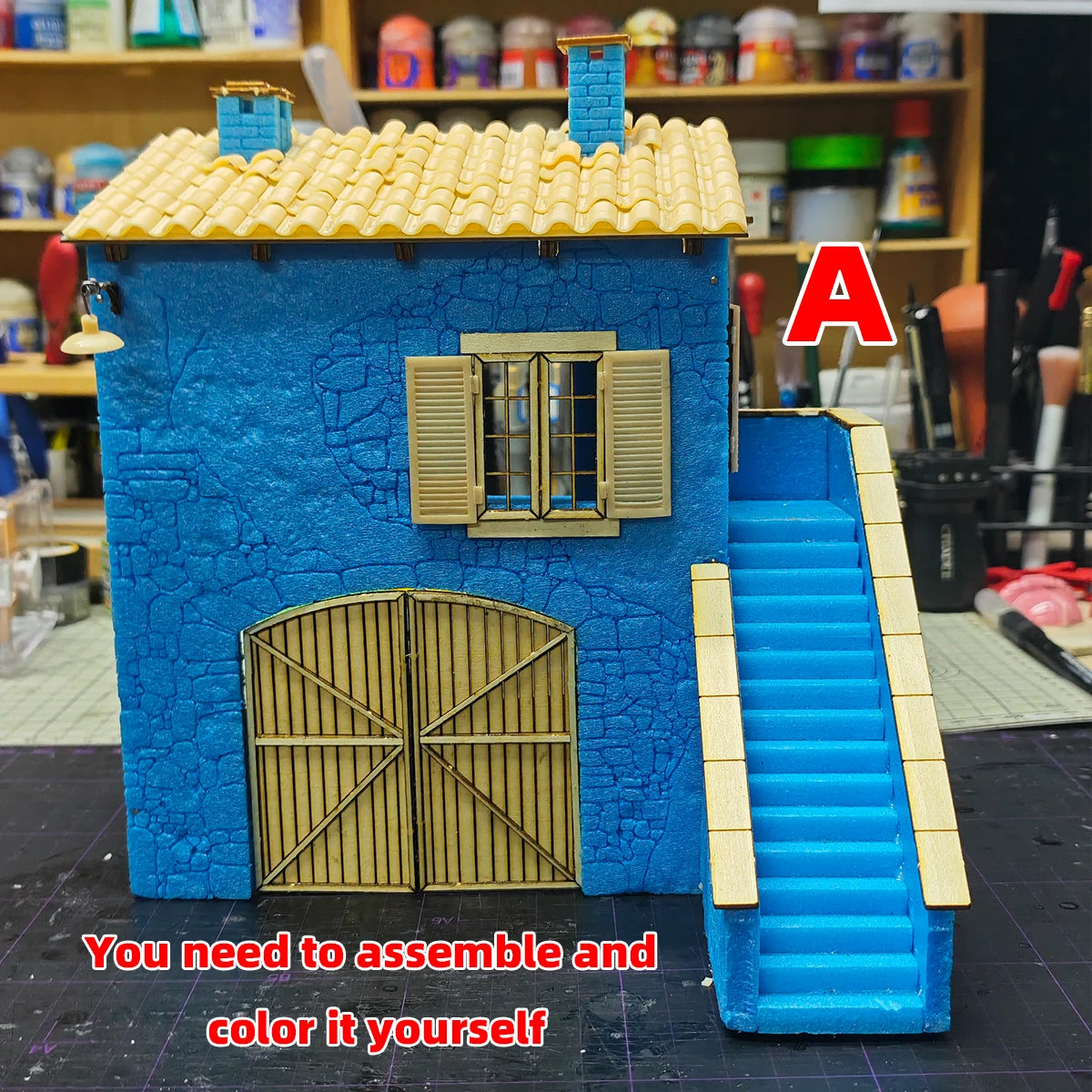 1/35 Model Building Architecture House Diorama Kit - 20 Pieces