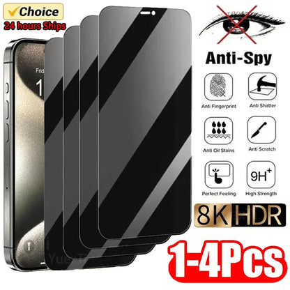 1-4Pcs Privacy Screen Protector for iPhone 14 15 16 Pro Max Anti-Spy Glass