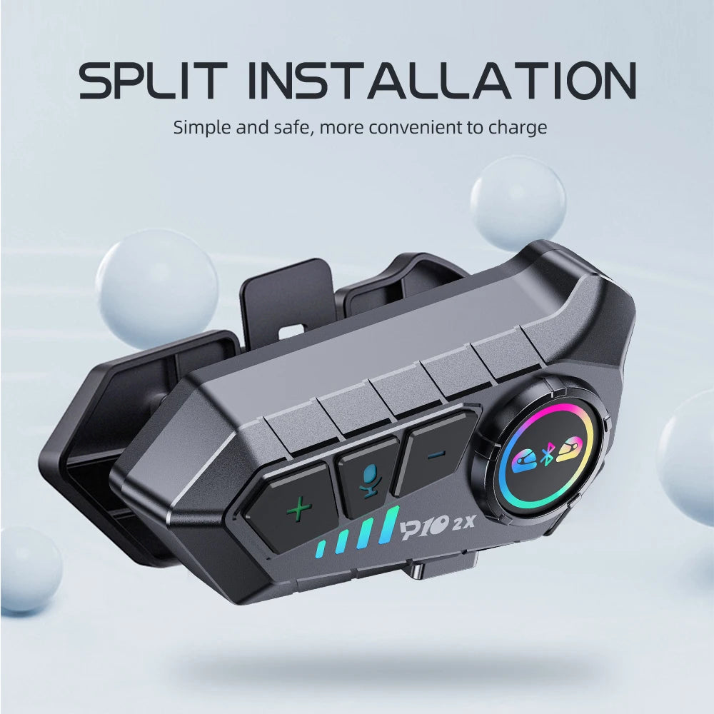 Kebidumei YP10 2X Motorcycle Helmet Bluetooth 5.3 Intercom 300m Waterproof