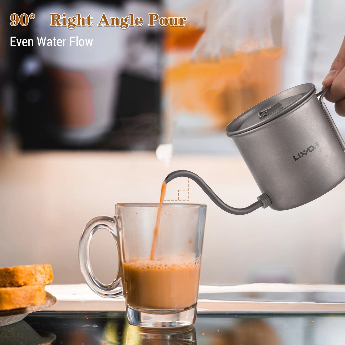 Titanium Pour Over Coffee Kettle 400/550/650ml Gooseneck Camping Tea Pot