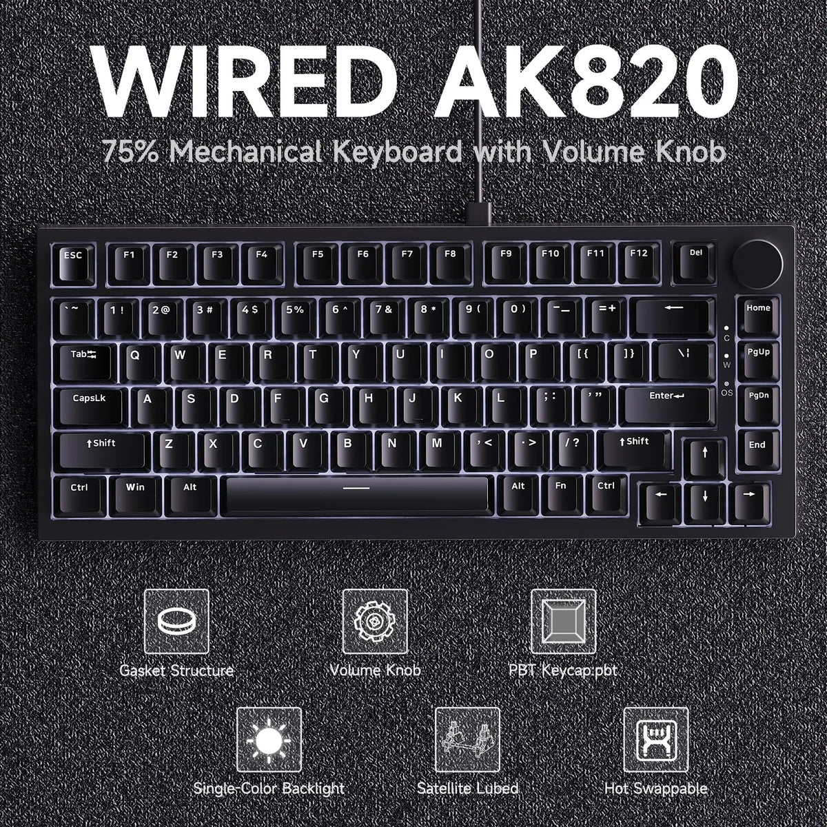 EXPROTAS Mechanical Gaming Keyboard 75% Wired RGB Backlit Gasket Layout