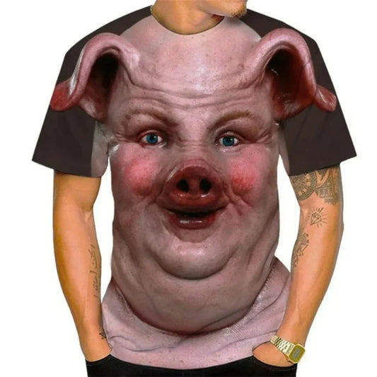 Summer Interest Fashion T-Shirt Men Funny Animal Graphic Tee Short Sleeve