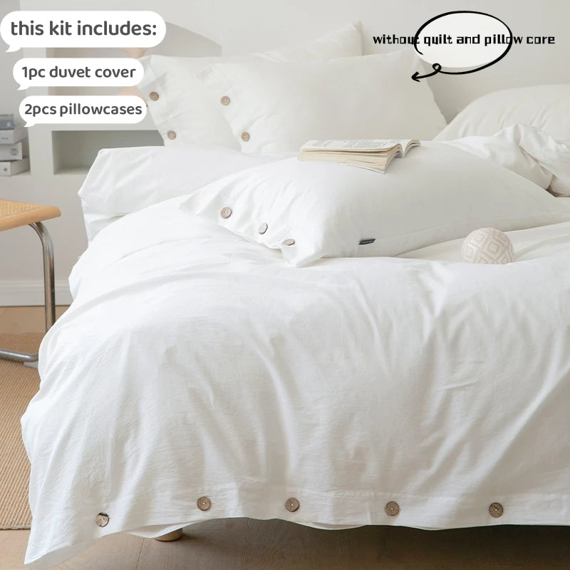 3pcs Double Duvet Cover King Size 100% Cotton Bedding Quilt Covers 220x240
