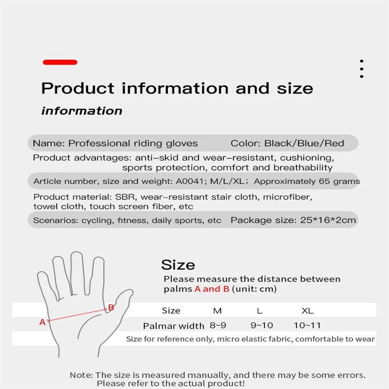 Full Finger MTB Bike Cycling Gloves for Men Women Sports Fitness