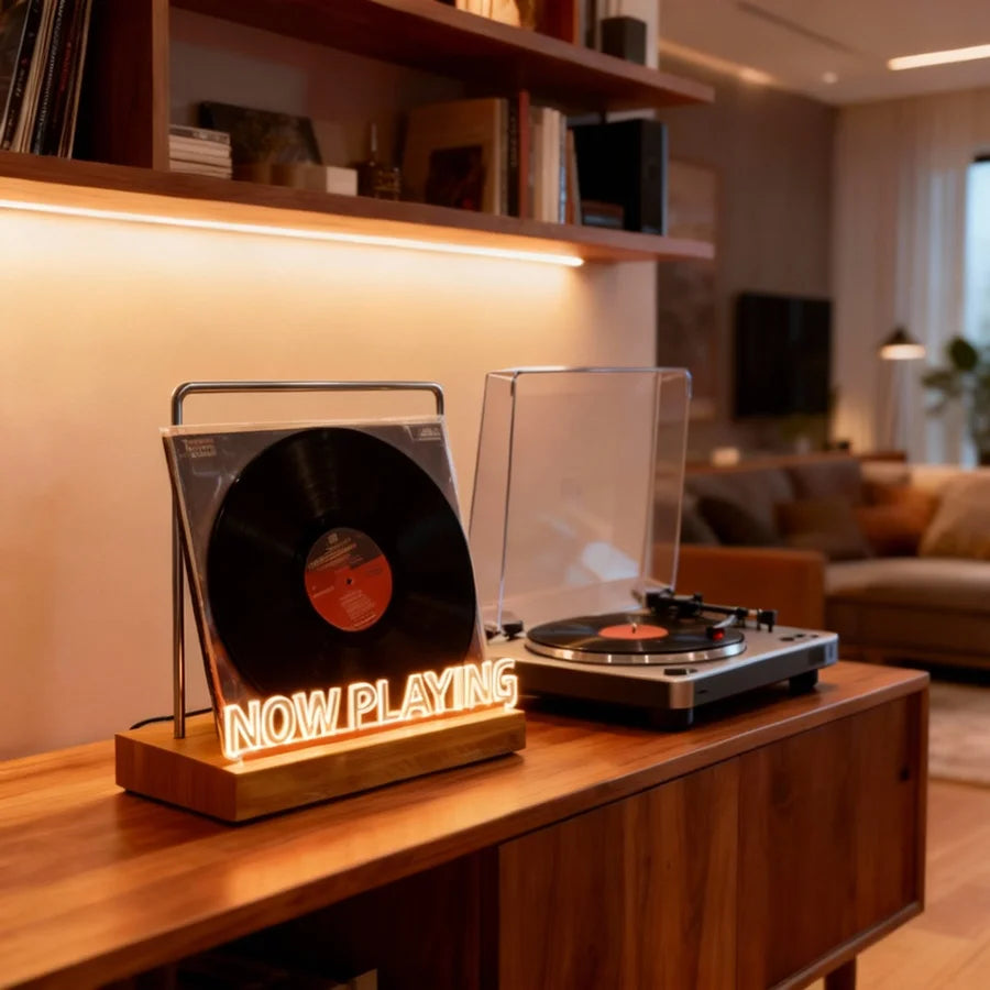Now Playing Record Display Stand LED Acrylic Holder for Vinyl Albums