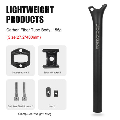 MTB Road Bike Carbon Seatpost 27.2/31.6mm 400mm Toseek Fibre Post