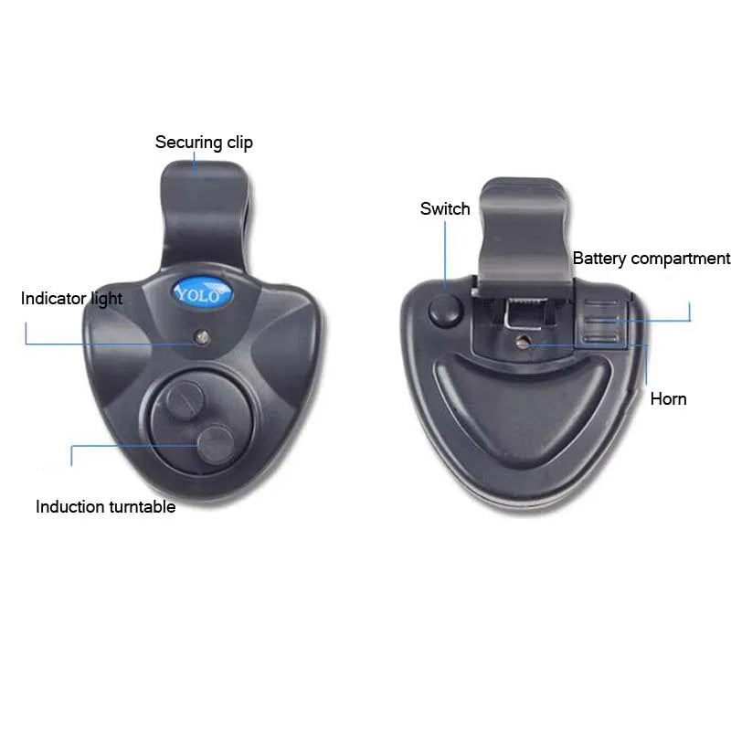 Electronic Fishing Rod Bite Alarm LED Sound Alert Bell Clip-On