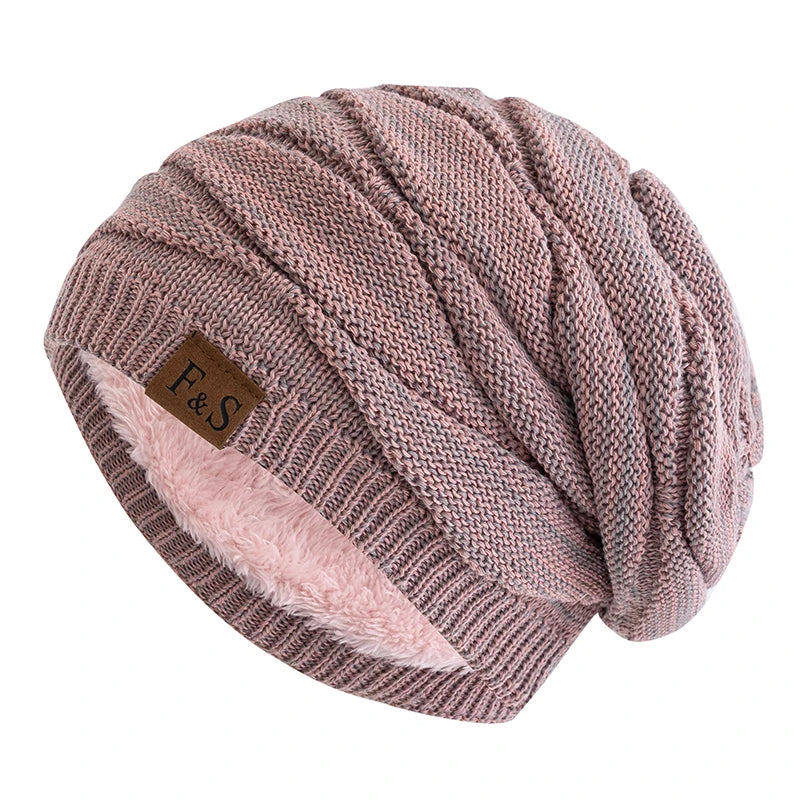 New Unisex Slouchy Winter Hat Fleece Lined Beanie Men Women Mixed Color Knit Cap - EXPROTAS