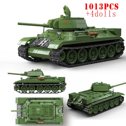 WW2 Soviet T-34 Medium Tank Building Blocks Military Brick Model Toy Set