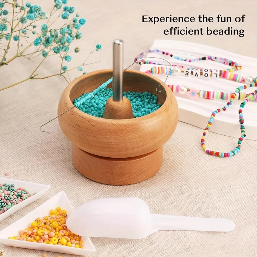 Bead Spinner For Jewelry Making Wooden DIY Fast Manual Craft Device