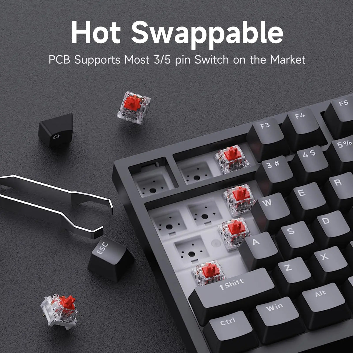 EXPROTAS Mechanical Gaming Keyboard 75% Wired RGB Backlit Gasket Layout