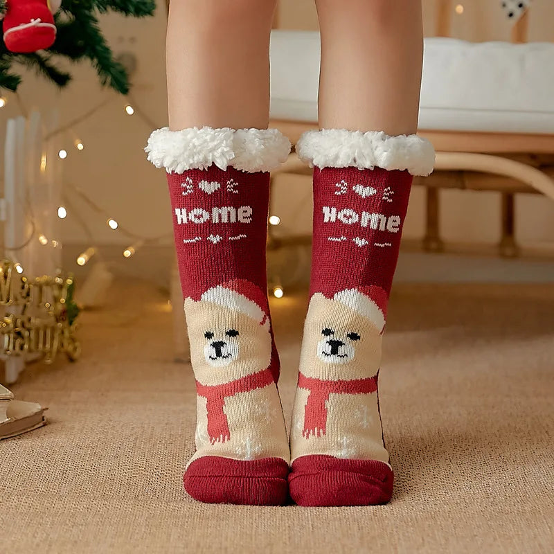 Winter Warm Fuzzy Fluffy Socks Non Slip Cozy Slipper Christmas Gift