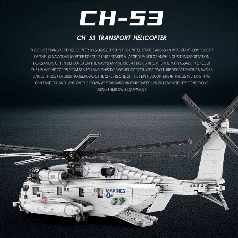2192PCS CH-53E Transport Helicopter Building Blocks Army Plane Military Fighter Model Assembly Bricks Kids DIY Toys Holiday Gift-EXPROTAS