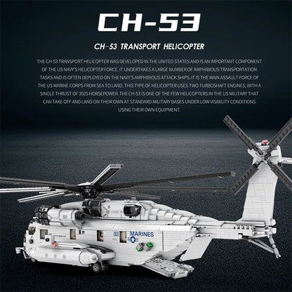 2192PCS CH-53E Transport Helicopter Building Blocks Army Plane Military Fighter Model Assembly Bricks Kids DIY Toys Holiday Gift-EXPROTAS