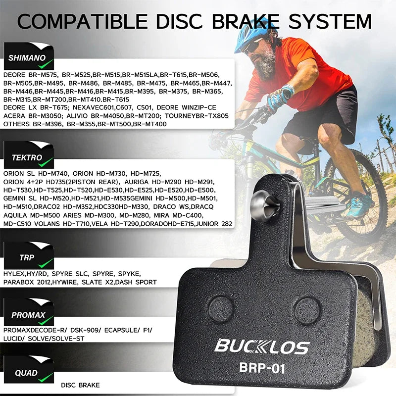 BUCKLOS Resin Disc Brake Pads for Shimano B01S B03S B05S MTB Hydraulic Bike