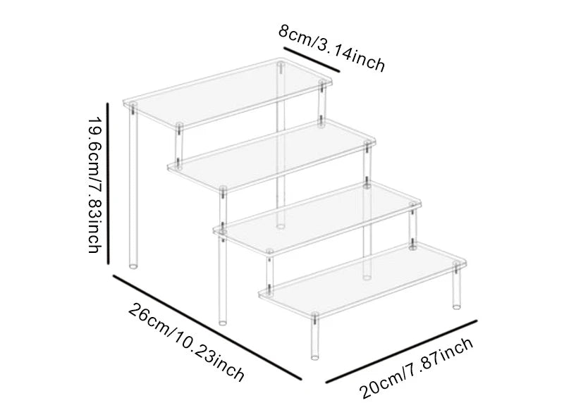 Acrylic Display Stand 1-4 Tier Transparent Shelf for Cupcake Perfume Storage
