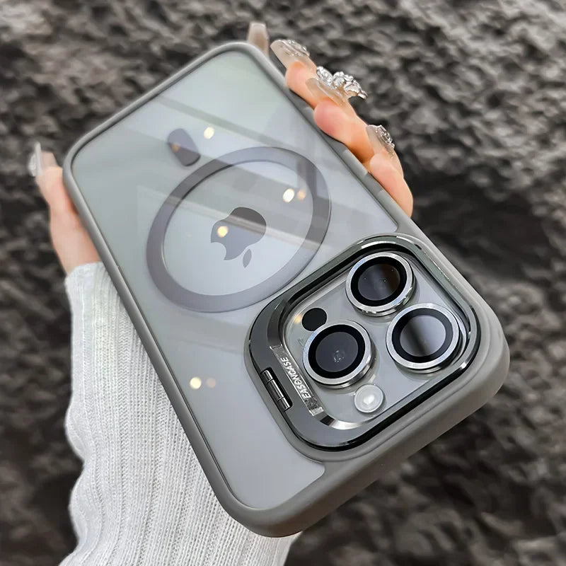 Clear Shockproof Ring Stand Case for iPhone 11-16 Pro Max Lens Protection