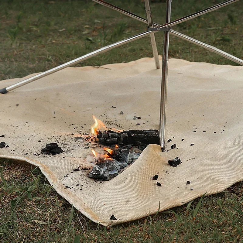 Outdoor Camping Fireproof Cloth BBQ Insulation Mat Flame Retardant Fiberglass Pad