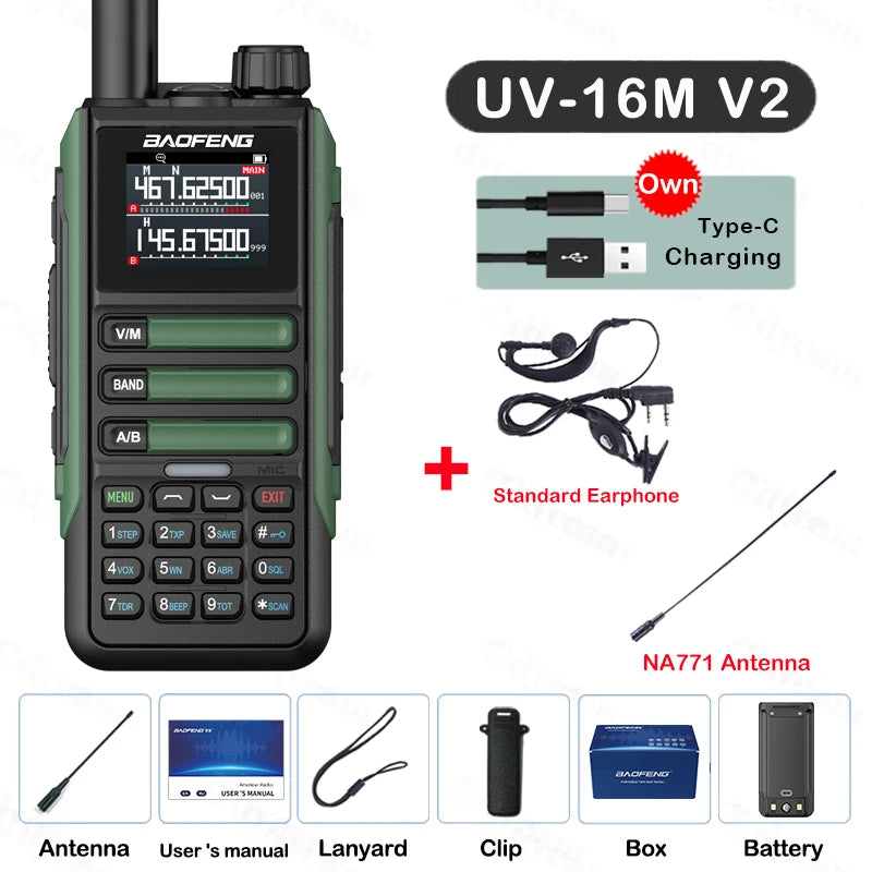 Baofeng UV16M Two Way Radio Walkie Talkie Long Range UHF VHF AM FM