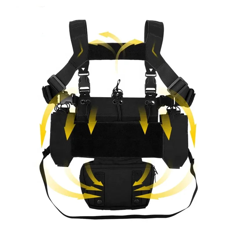 YAKEDA Tactical Chest Rig Vest Modular Molle w/ Mag Pouch Laser-Cut Adjustable
