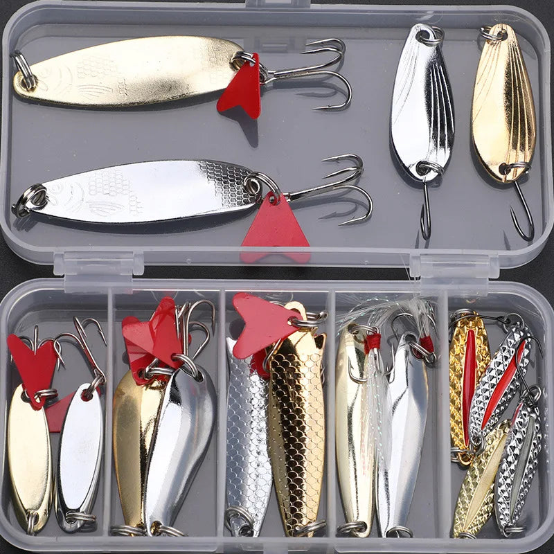 Fishing Lure Kit 16 Pcs Sets Trolling Jigging Lure Metal Spoon For Bass Pike Crank Tackle Accessories With Box Wobblers Kit