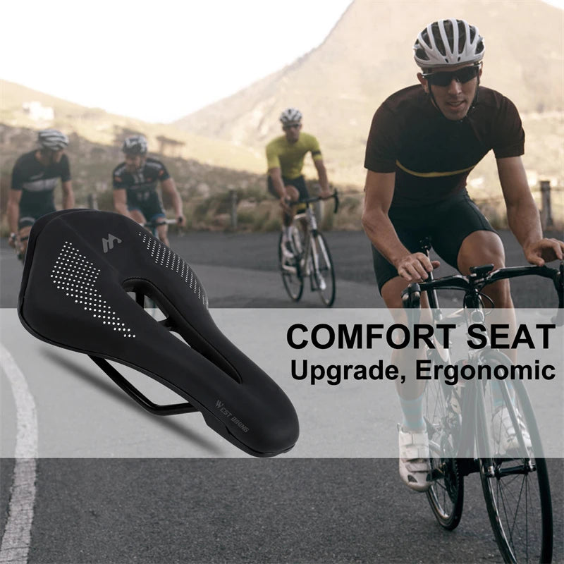 Road Bike Seat Saddle Hollow Cushion MTB Bicycle Black West Biking