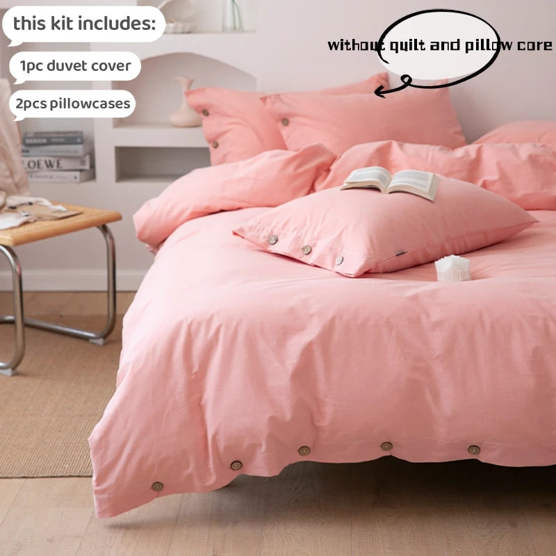 3pcs Double Duvet Cover King Size 100% Cotton Bedding Quilt Covers 220x240
