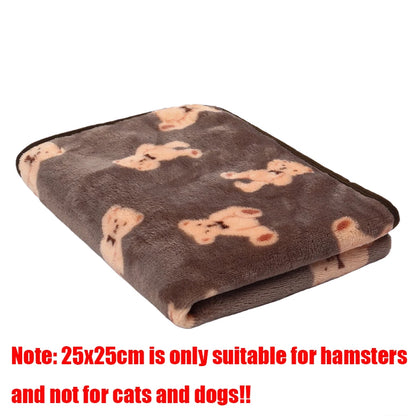 Pet Mat Warm Soft Fleece Blanket for Dog Cat Paw Print Bed