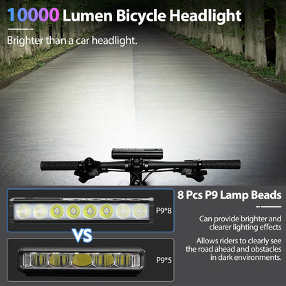 NEWBOLER Bicycle Front Headlight 10000 Lumen 10000mAh USB Rechargeable MTB