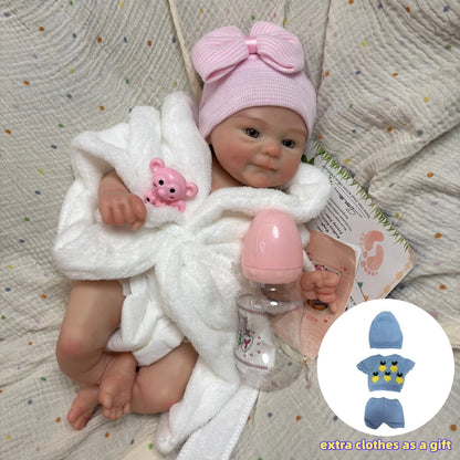 AnjoDoll 13 Inch Silicone Reborn Doll Open Mouth Washable Girl Boy 2 Outfits